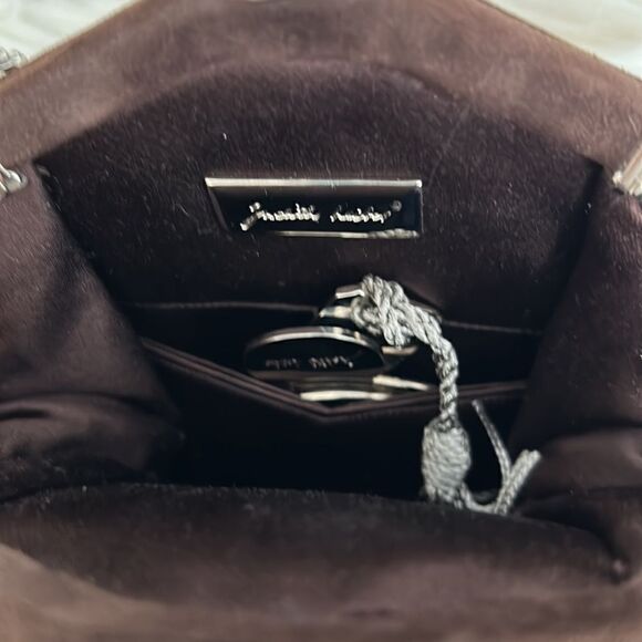 JUDITH LEIBER SUEDE EVENING BAG w/ COIN PURSE & STERLING COMB & MIRROR SET - Picture 11 of 11